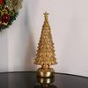 Glowing Christmas Tree Ornament Battery Powered Resin Crafts Lighting Home Party Golden Xmas Tree Desktop Decor