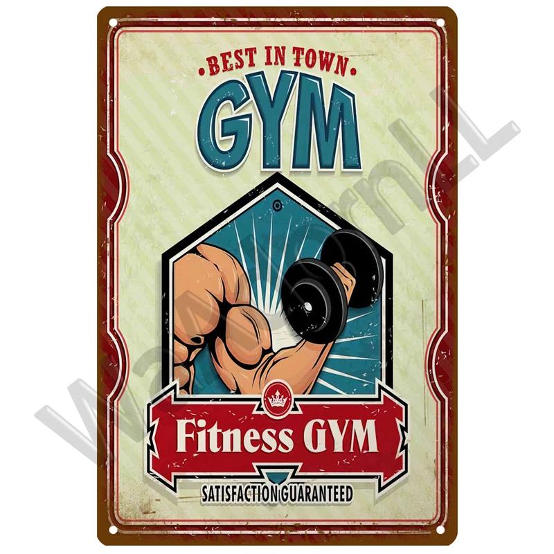Вывеска для спортзала, металлическая вывеска, винтажный металлический плакат, металлическая табличка для тренировок, настенный декор для мужчин, жестяная вывеска для спортзала в пещере, декоративная тарелка для фитнеса