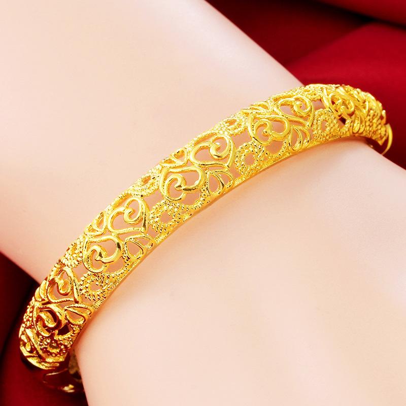 Sand Gold Jewelry Gold Plated Hollow Bracelet Women's Vintage Buckle Car Flower Bracelet