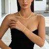 2 шт./комплект Женский набор украшений, Ожерелье-браслет с кубинской цепью регулируемой длины, Водонепроницаемый устойчивый к коррозии подарок-украшение