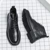 Корейские мужские кожаные высокие повседневные кожаные туфли для осени и зимы, модные новые удобные высокие мужские туфли на шнуровке