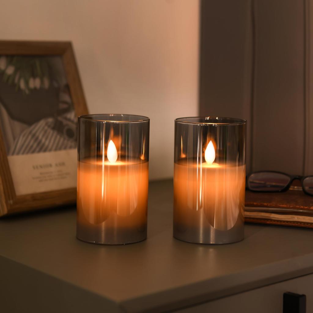 Светодиодная свеча AnnTec Светодиодный черный набор, который мерцает как настоящая теплая без энергии, поставляется со специальным пультом дистанционного управления яркостью, USB светодиодный светильник-свеча, стекло, свеча,