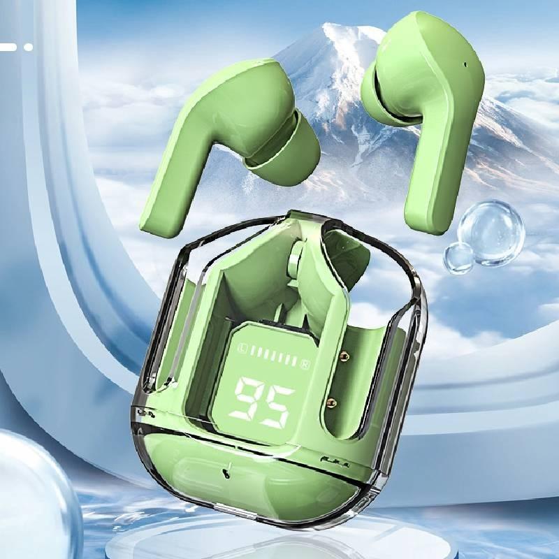 Прозрачные беспроводные внутриканальные TWS-наушники Air31 с шумоподавлением и светодиодным дисплеем для спорта, белые