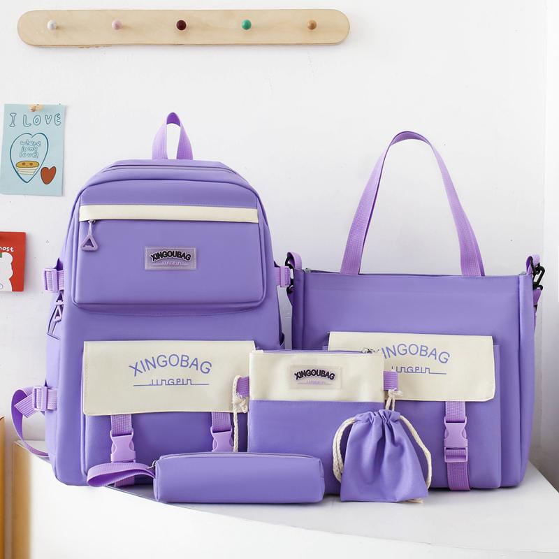 Студенческий школьный рюкзак с буквенным блоком, цветной женский рюкзак большой емкости, набор