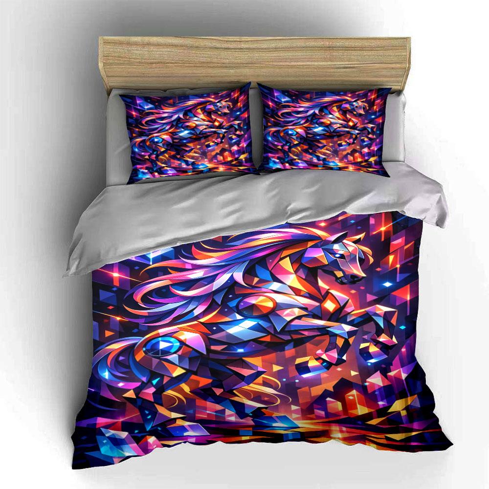 Multicolored geometric horse design. Bedding sets Duvet cover sets Duvet covers Pillowcases(1 * Duvet Cover 2 * Pillowcases without duvet insert)