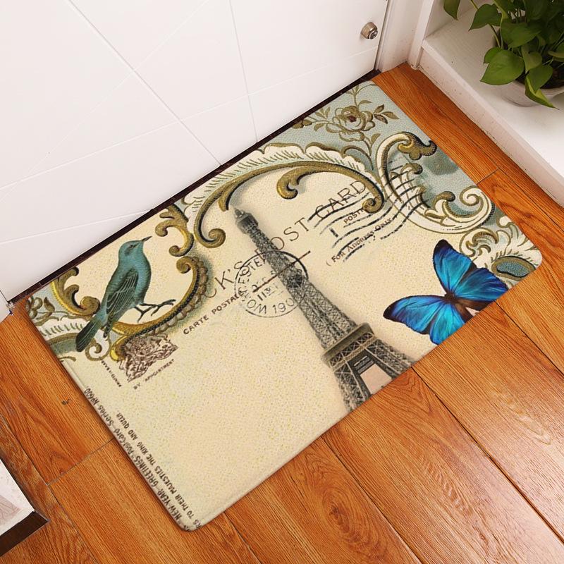 Nordic Butterfly Print Entrance Door Mat Front Door Welcome Mat Washable Bathroom Non-slip Mat Porch Bedroom Carpet
