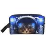 Косметичка для путешествий с рисунком космонавта и космического кота, большая косметичка, портативная водонепроницаемая косметичка, органайзер для хранения на молнии
