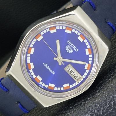 АВТОМАТИЧЕСКИЕ ВИНТАЖНЫЕ ЧАСЫ SEIKO 5 ЯПОНИЯ МУЖСКИЕ С СИНИМ ЦИФЕРБЛАТОМ a701478-5