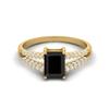 7X5MM Octagon Black Spinel Gemstone 925 Sterling Silver Gold Plated Solitaire Split Shank Women Wedding Ring