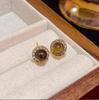 Корейские изысканные серьги-гвоздики с тигровым глазом: Ретро и Высококлассный Нишевый Дизайн