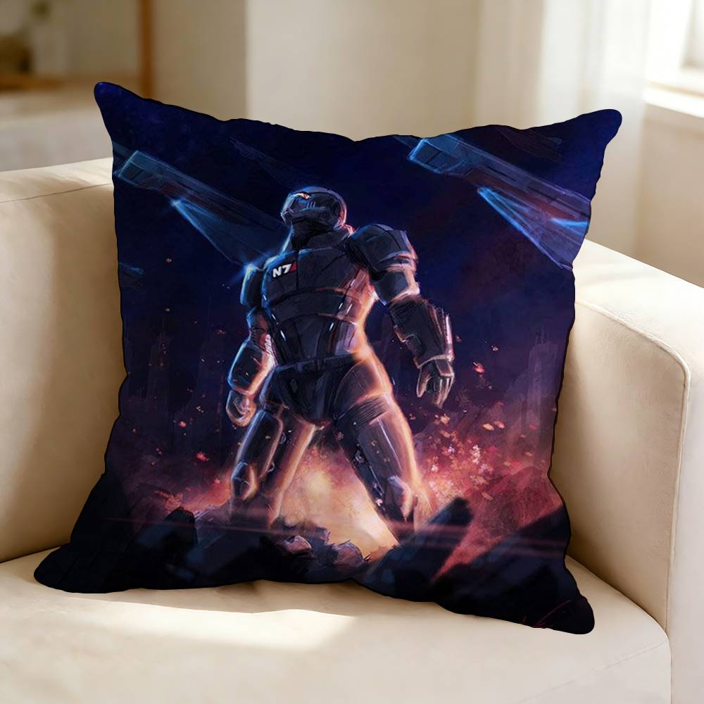 Scifi game MMass Effect NN Square DoubleSided printed Pillow Case Bedroom Bedside Pillow Sofa Cushion Cover
