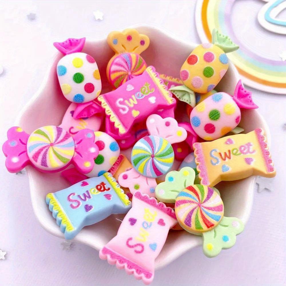 10pcs Mixed Resin Mini 3D Sweet Colorful Dot Candy Flatback Cabochon Simulation Foods Scrapbook DIY Figurines Accessories Decor Crafts