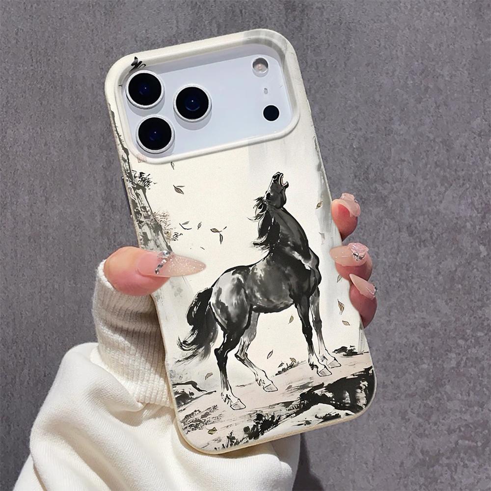Черный конь с высоко поднятой головой Чехол для телефона Для IPhone 17 17Air 16 15 14 13 12 11 Pro Max XR XS Max 7 8 Plus Чехол