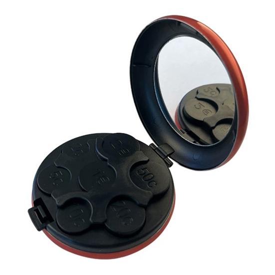 Coin Organizer with 7 Slots Large Capacity Built-in Mirror Compact Design Portable Travel Yen Coin Organizer Dispenser