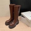 Нишевый дизайн милые крутые малышки платформа рыцарские сапоги 2025 осень и зима новая мода высокие сапоги круглый носок толстый каблук сапоги женские