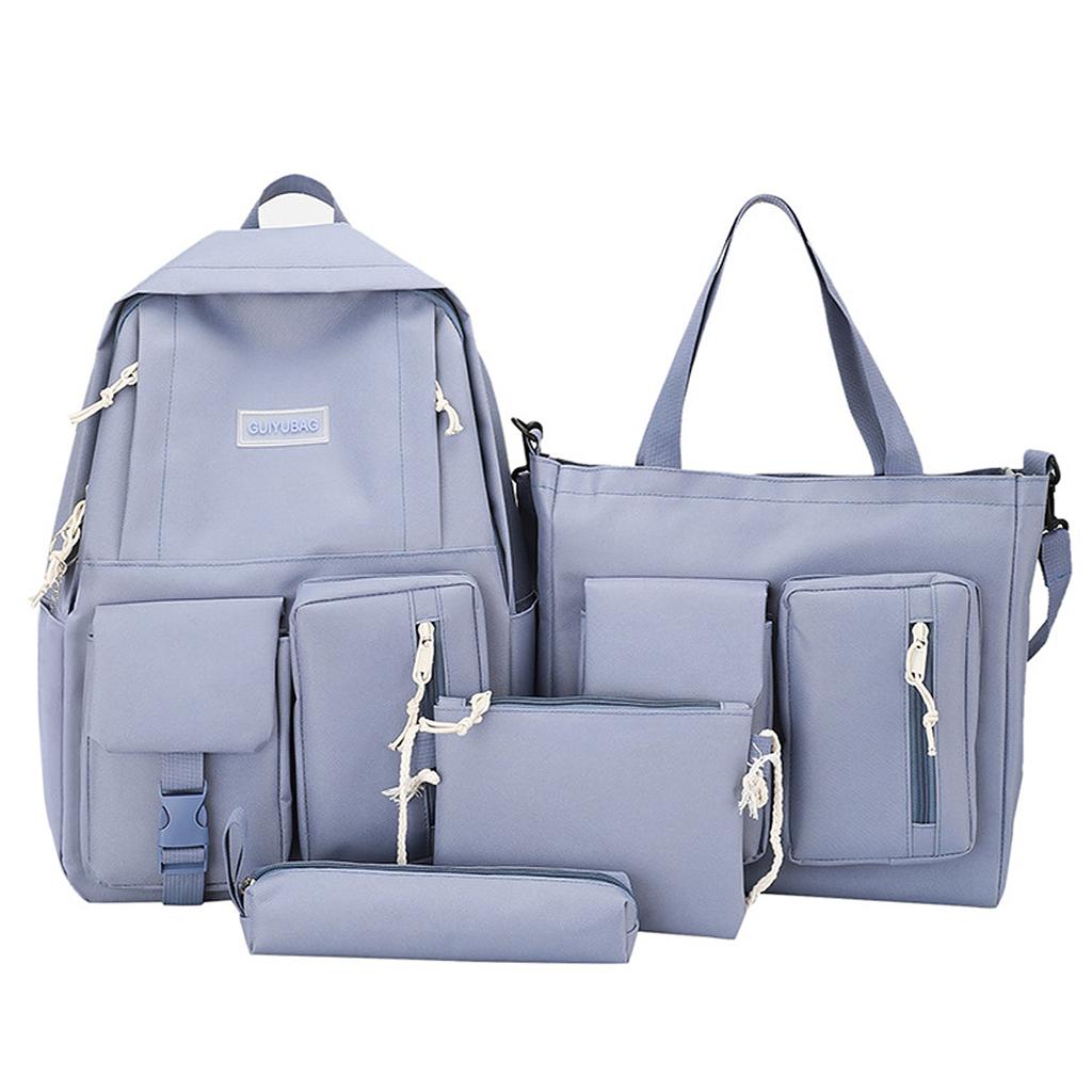 4 шт. Холщовый рюкзак Комбинированный набор Школьные сумки с сумкой через плечо Пенал Повседневная школьная сумка для