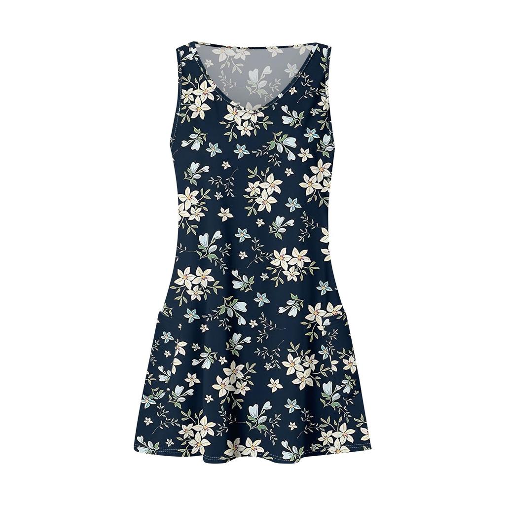 Женское повседневное летнее богемное пляжное платье с принтом и карманами, V-образным вырезом, платье-майка