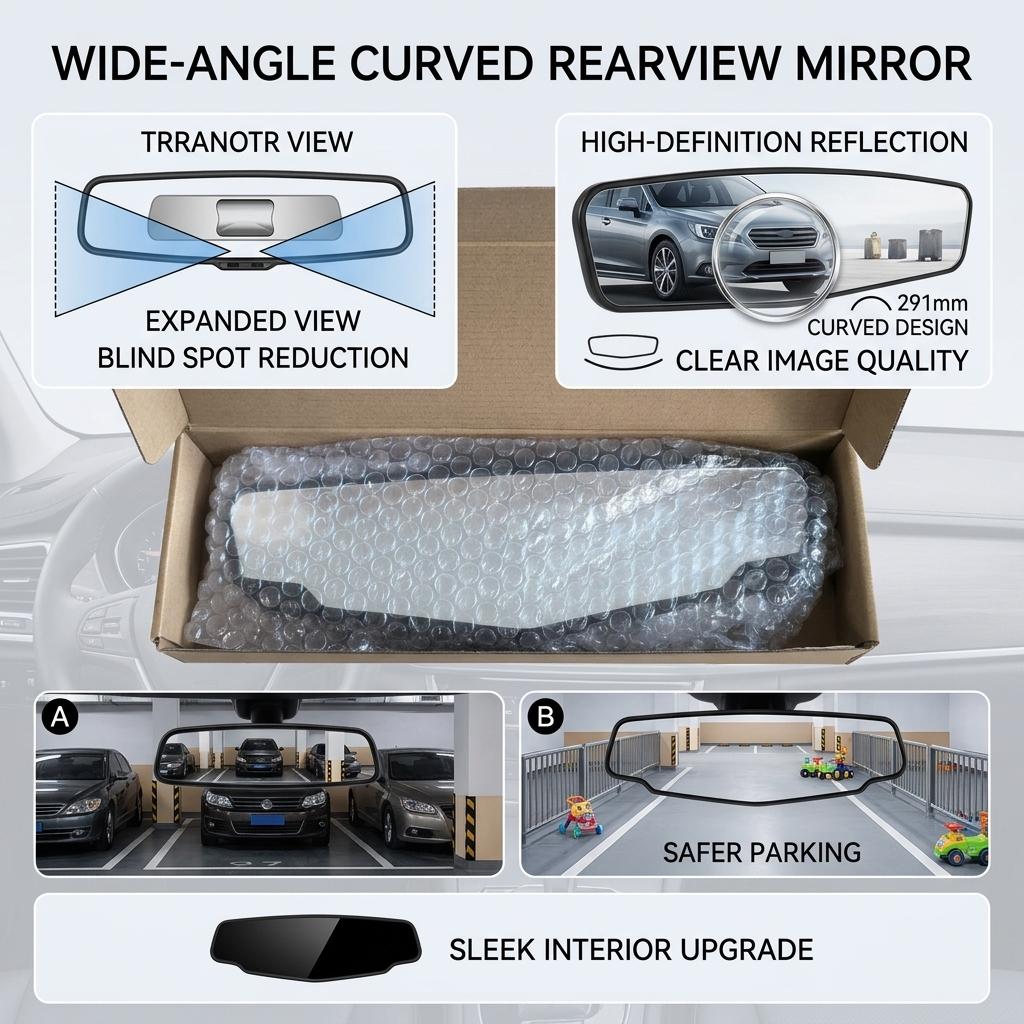 Large View Angle Car Rearview Mirror High Definition Anti Glare Wide Angle Mirror for Multiple Car Models