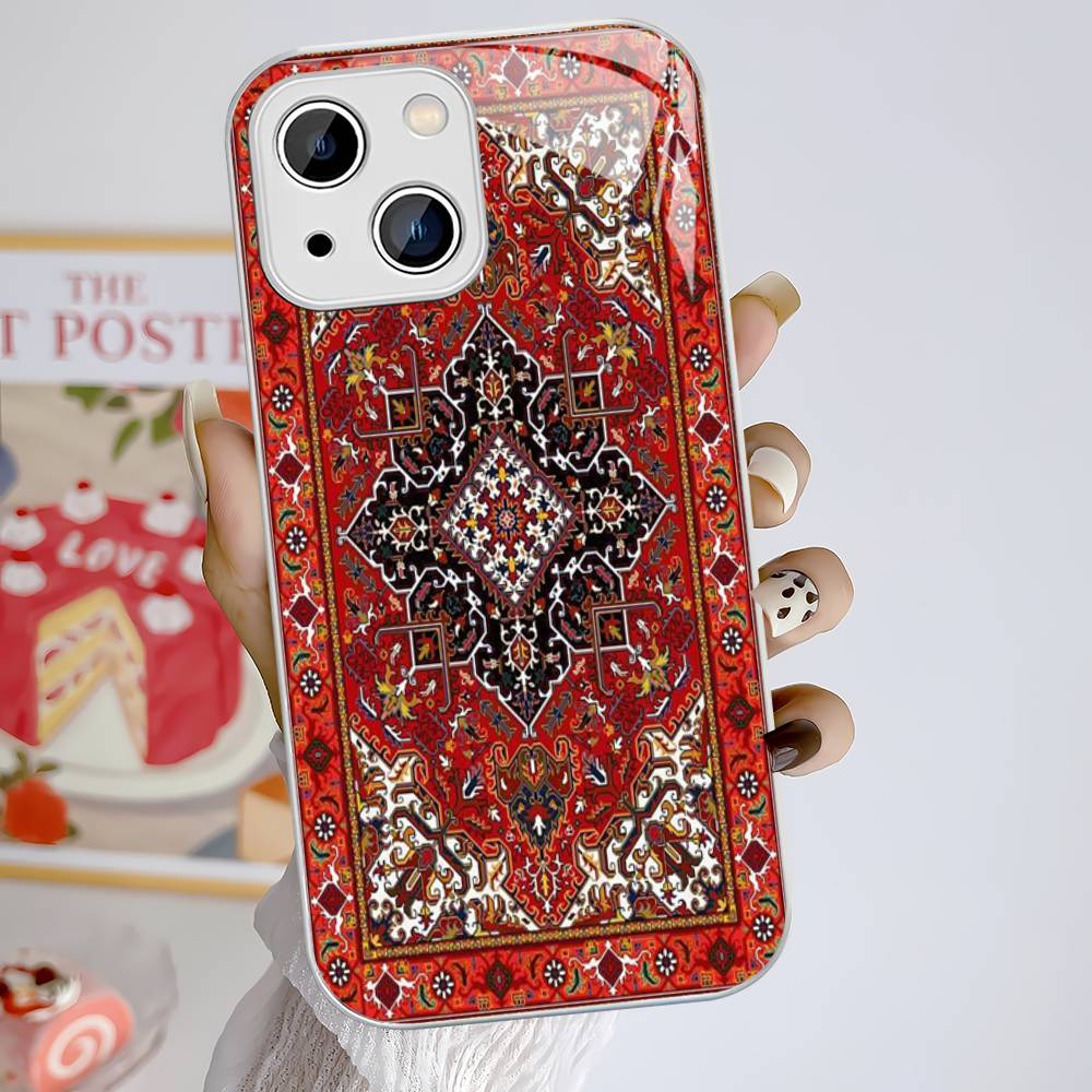 Персидский ковер Цветочный узор Закаленное стекло Для iPhone 14 13 12 11 Pro Mini XS MAX 14Plus X XS XR Чехлы