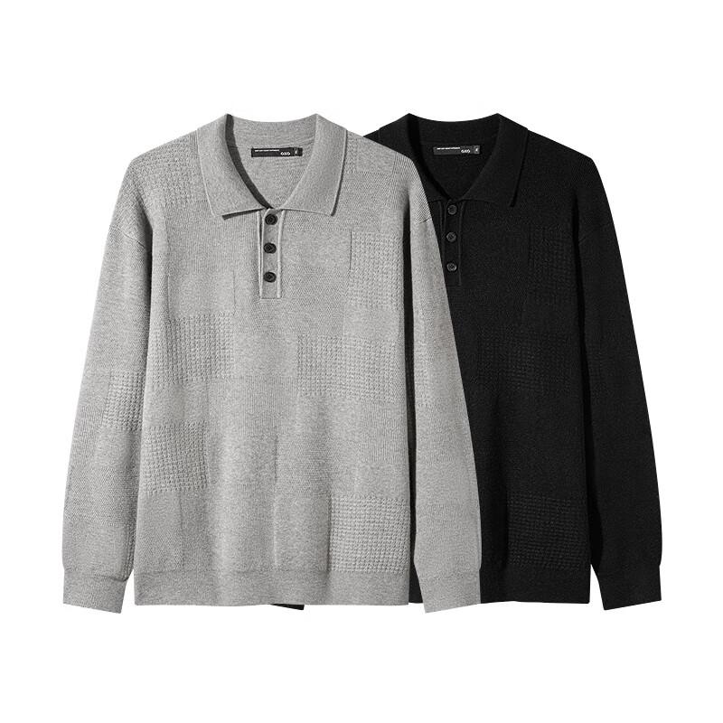 Мужской клетчатый пуловер GXG на осень/зиму 2024 с отложным воротником