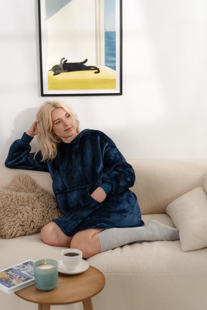 Kocobluza Tv Blanket Hooded Sweatshirt Long Women' Men' Soft Bathrobe Unisex