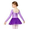 Girls Princess Costume Mesh Patchwork Long Sleeve Sparkly Rhinestones Lace Decor Contrast Color Dress