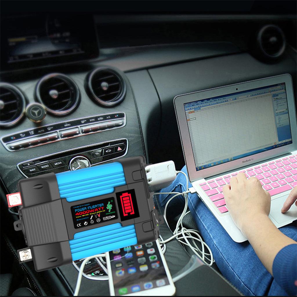 4000 Вт/6000 Вт автомобильный инвертор, светодиодный преобразователь напряжения, емкость дисплея, преобразователь 12 В в 110/220 В, двойной USB-инвертор для автомобильной техники