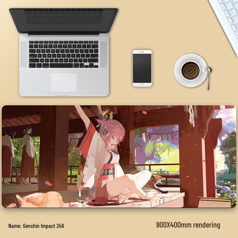 Очень большой коврик для мыши Genshin Impact Венти - Утолщенный аниме коврик для клавиатуры