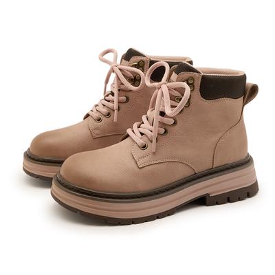 Мода 2025 Новые женские ботильоны и полусапожки на толстой подошве Рабочие и мотоциклетные ботинки женские Большого размера Осенне-зимние женские ботинки