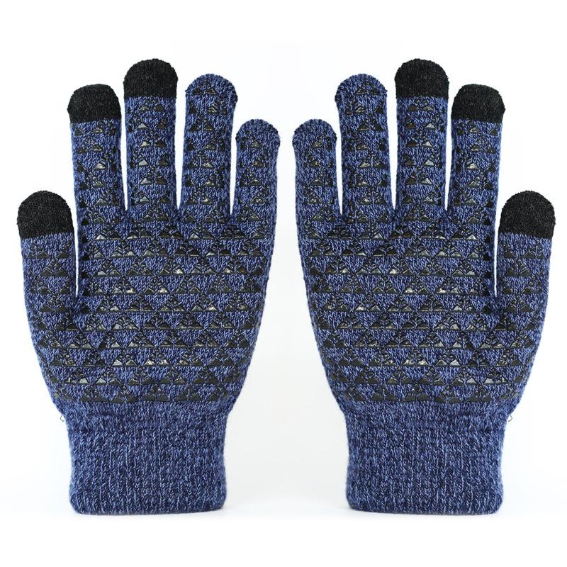Зимние сенсорные перчатки мужские большого размера, термо, противоскользящие, для холодной погоды, для катания, вязаные, двухслойные, с толстой флисовой подкладкой