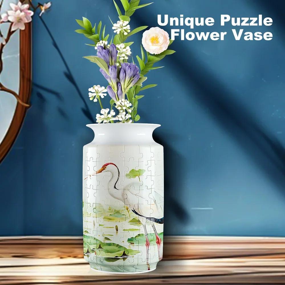 Non-Toxic Puzzle Flower Vase Panda 3D Porcelain Design Made Plastic Home Decoration And Flower Arrangement Housewarming Kids Toys Gifts