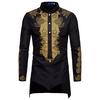 Men Mid-length T-Shirt Vintage Print Long Sleeve Muslim Shirt Man Casual Tee Fashion Tops Plus Size