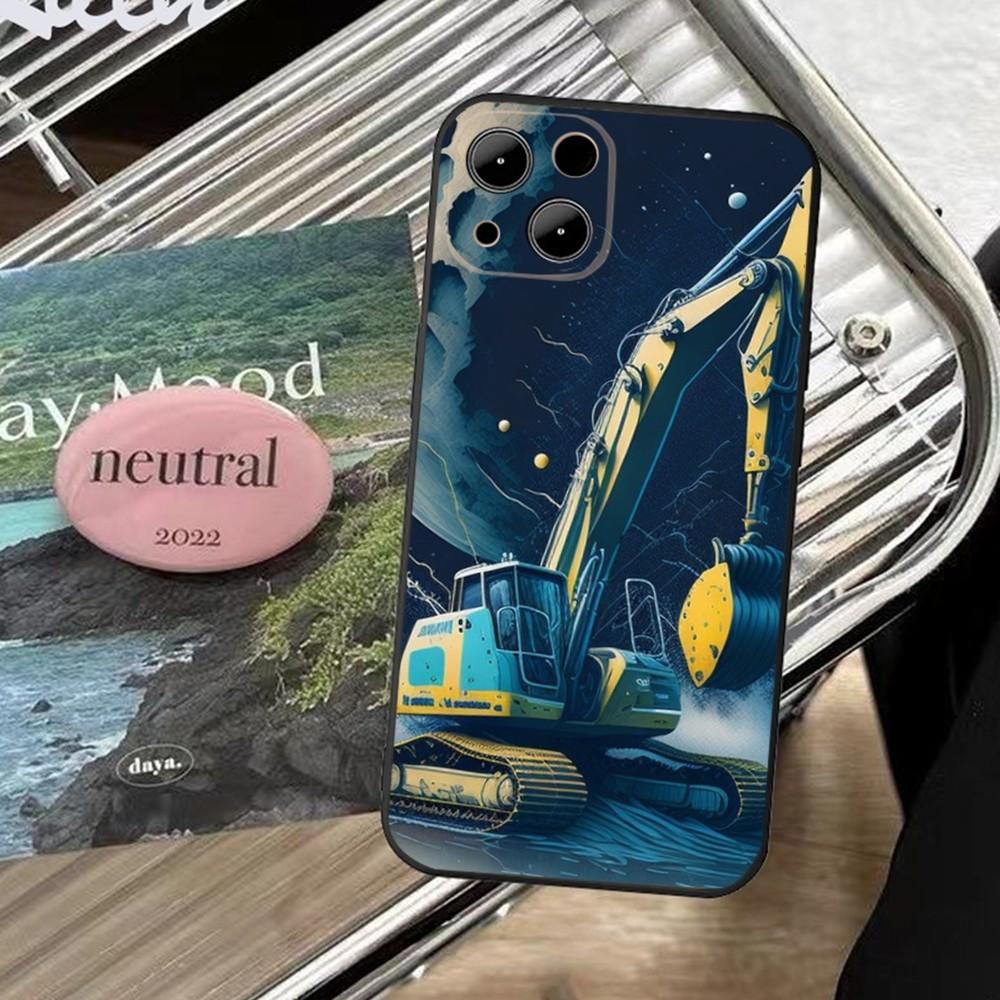 Excavator Car Phone Case Phone Case For Apple iPhone 15,14,13,12,11,XS,XR,X,8,7,Pro,Max,Plus,mini Silicone Black Cover