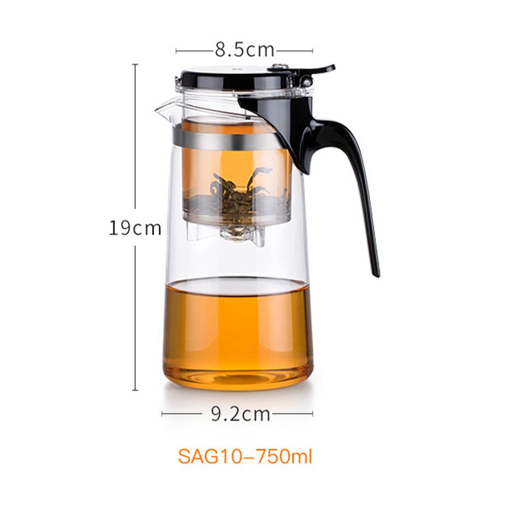 750 мл термостойкий стеклянный чайник с заварочным устройством, прозрачный набор для приготовления чая, рассыпной чай, цветок, чайный сервиз, горшок для воды из боросиликатного стекла