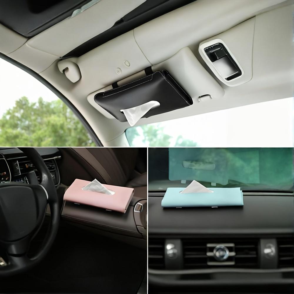 Car Tissue Box PU Leather Car Sun Visor Paper Holder, Creative Armrest Storage Bag, Suitable for Various Vehicle Models
