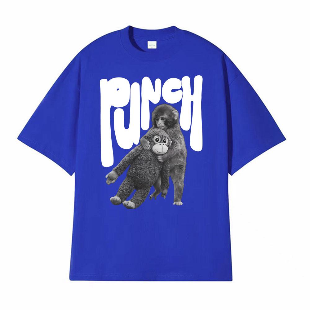 Punch The Monkey Графическая футболка в винтажном стиле Мужская одежда Летние винтажные модные футболки Топы 100% хлопок Оверсайз футболки
