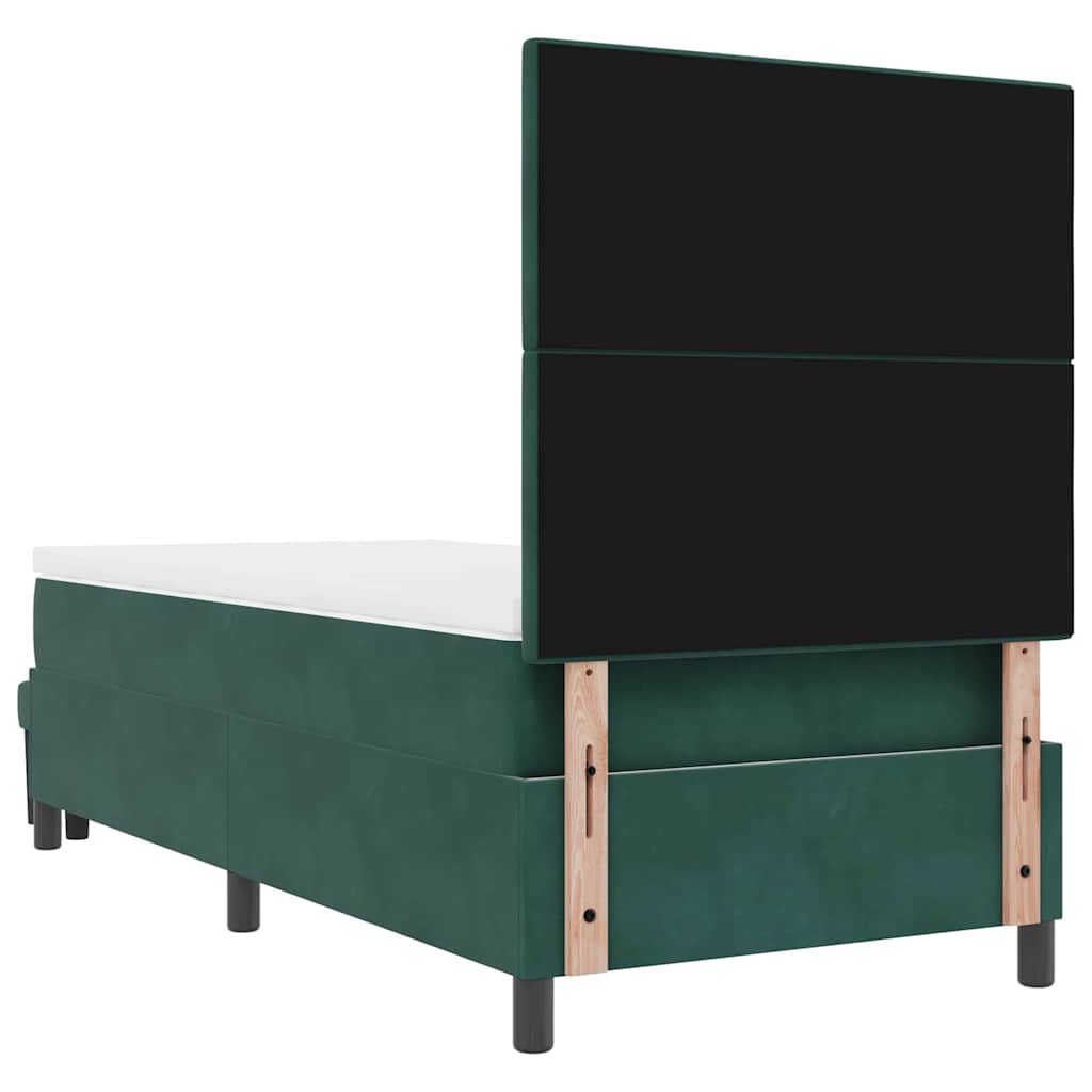 Box Spring Bed with Headboard Dark Green 200 x 90 cm Velvet