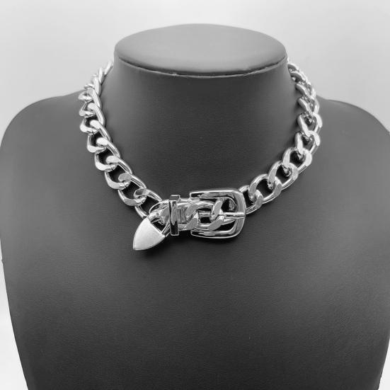 Fine Punk Lock Link Chain Retro Party Necklace Adjustable Belt Buckle Design Jewelry
