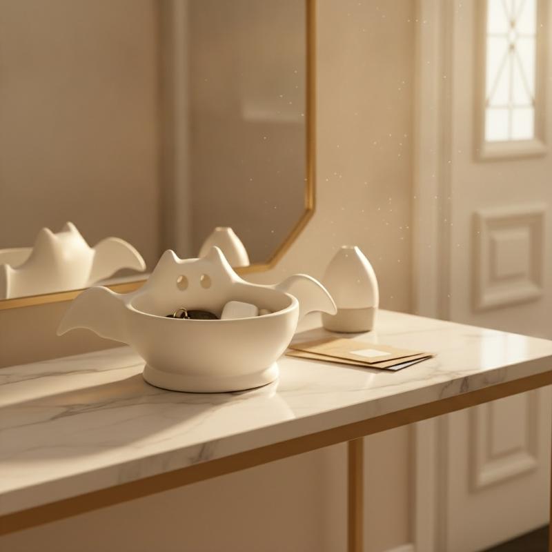 3D Printed Luminous Halloween Bat Storage Bowl Cute Snack Bowl Kitchen Counter Organizer for Holiday Party Decor