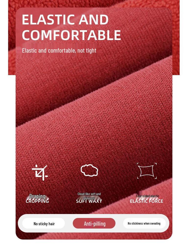 2025 Стильные Простые Девятиточечные Брюки С Флисовой Подкладкой Свободного Кроя для Миниатюрных Женщин