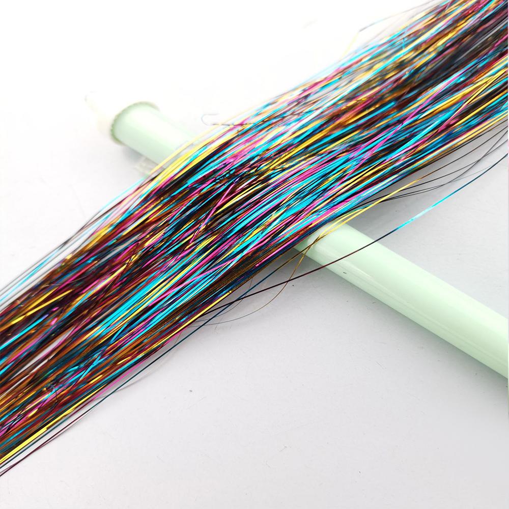 93/120cm Sparkle Synthetics Hair Extensions Tinsel Rainbow Colored Strands Girls Headwear Hairbinge Hair Laser False Decor