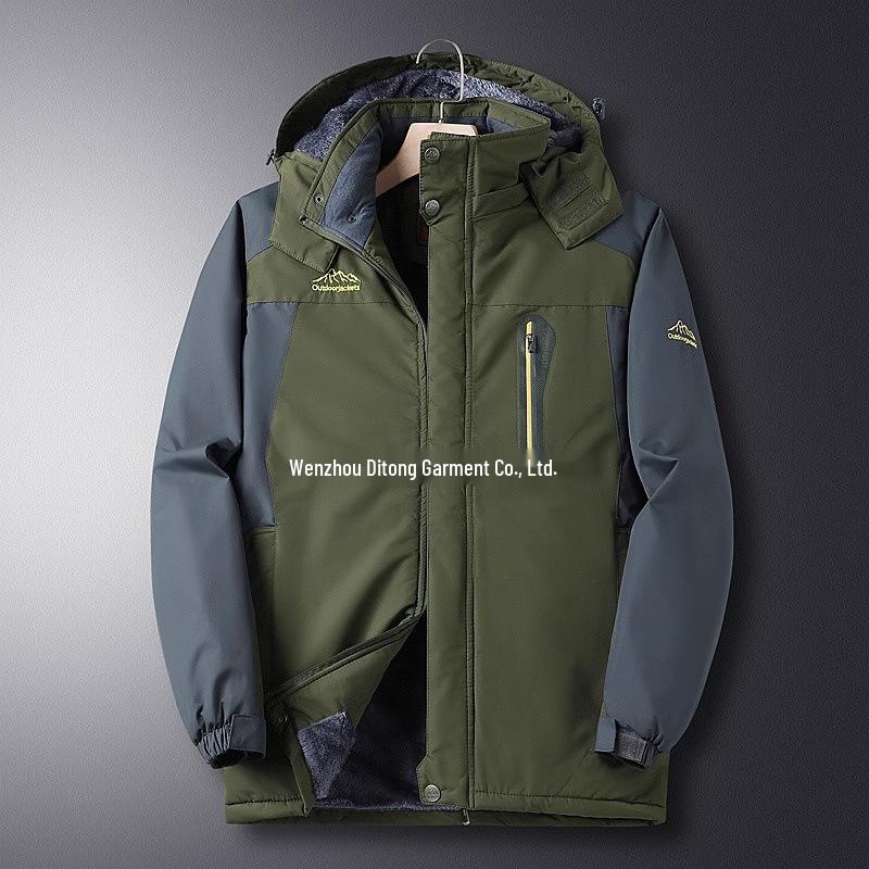 Мужская теплая хлопковая куртка большого размера на флисовой подкладке Осень/Зима 2025 для мужчин среднего возраста