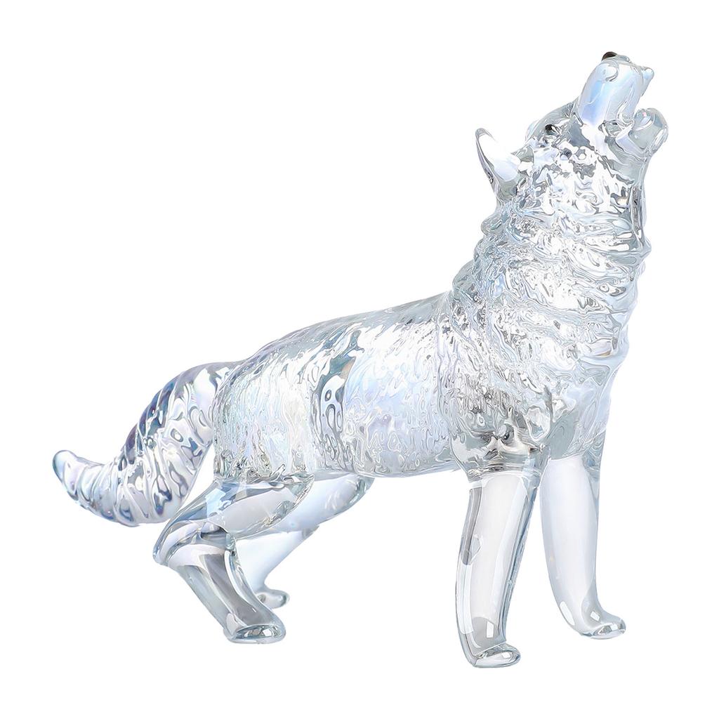 Статуэтка волка из хрустального стекла, воющая статуэтка волка, ручная стеклянная скульптура животного, коллекционное пресс-папье