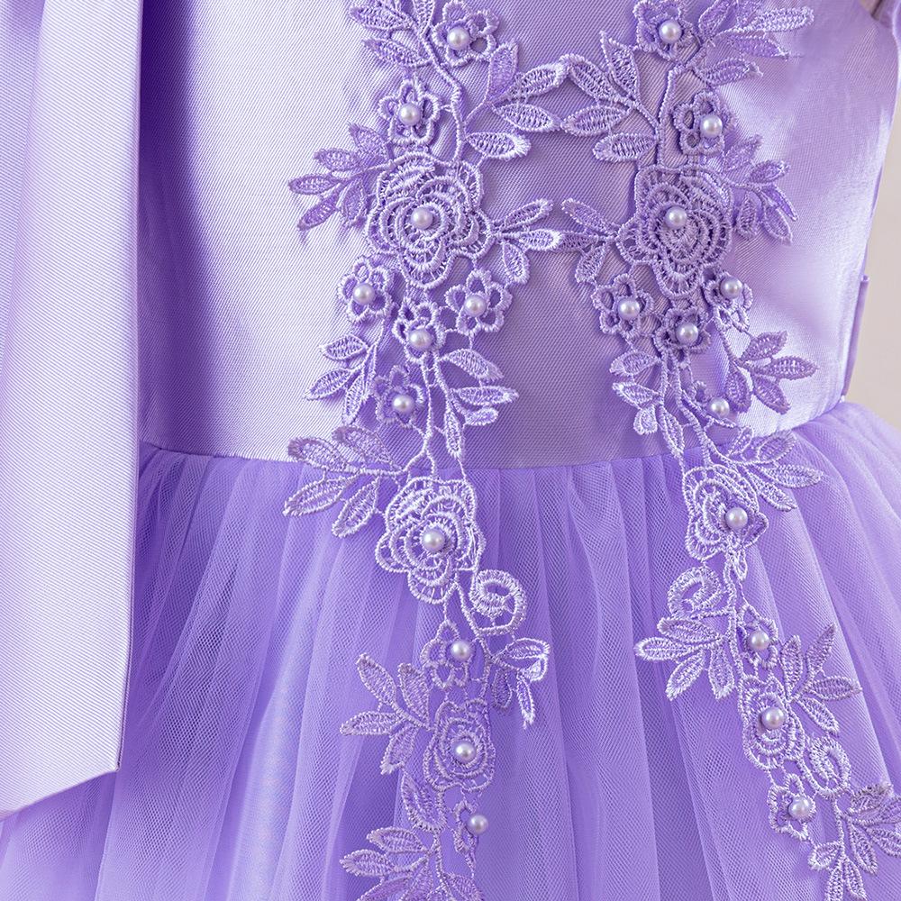 Платье принцессы для девочек-цветочниц на свадьбу, летнее детское торжественное длинное платье с бантом для школьного вечера, вечеринки, детского новогоднего платья ALP-0028