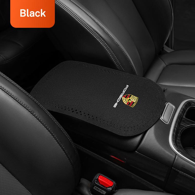 AFEBO1 Car Suede Armrest Protector Mat Cover Center Console Armrest Protective For Porsche 911 718 Taycan Panamera Cayenne Macan Cayman