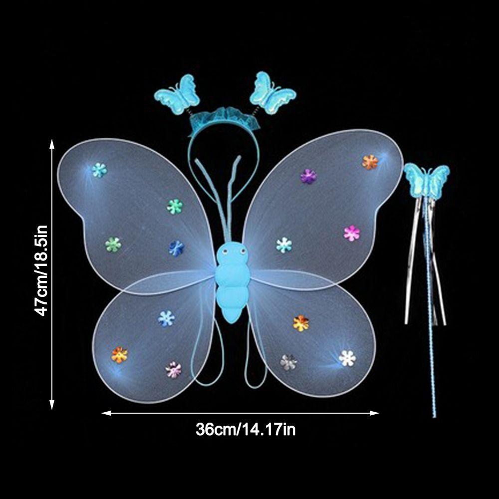 Костюм Принцессы Костюмные Наборы Наряжаться Блестящая Бабочка Детская Повязка на Голову Крылья Бабочки Девочки
