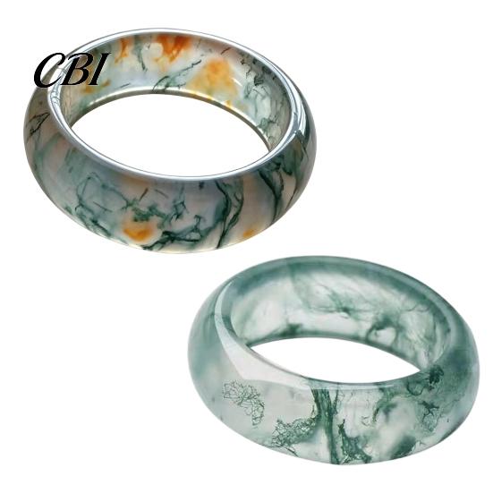 Hypoallergenic Finger Ring Faux Natural Moss Agate Ring, Fake Gemstone Statement Healing Nature Inspired Jewelry Stone for Men Women Band