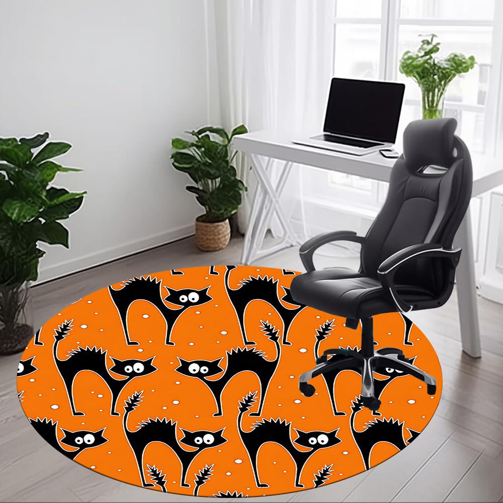 1PC Halloween Cats Chair Carpet for Office, Indoor Non-Slip Washable Carpet, Soft Comfortable Mat For Office Room yy250930216