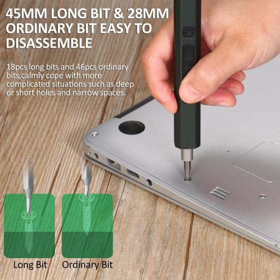 Электрическая прецизионная отвертка Мощный магнитный двигатель Высокоскоростные перезаряжаемые биты для отверток Намагничиватель/размагничиватель Прецизионный