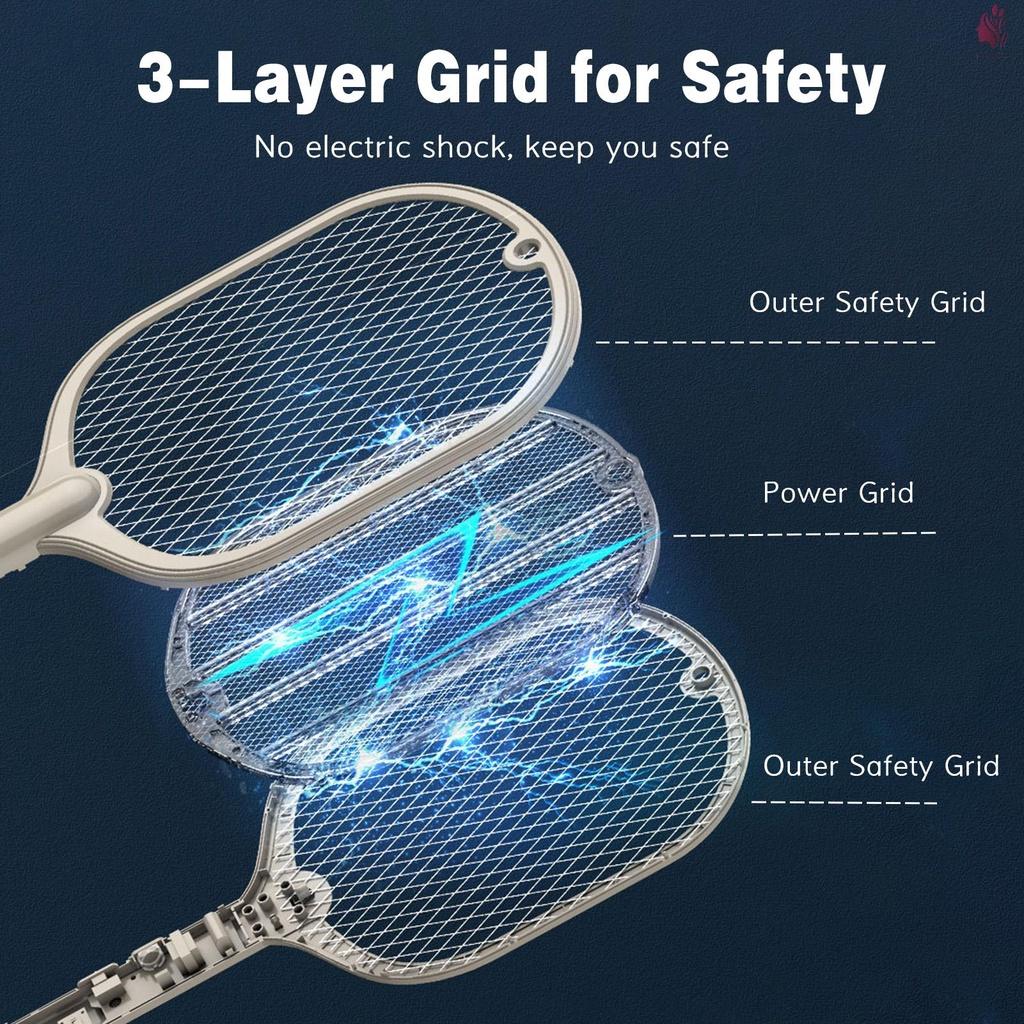 HOMLLY 2 In 1 Electric Mosquito Lamp and Swatter Tennis Bat Racket
